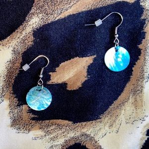 Kohl’s Blue Sea Glass Style Pieces Silver Earrings